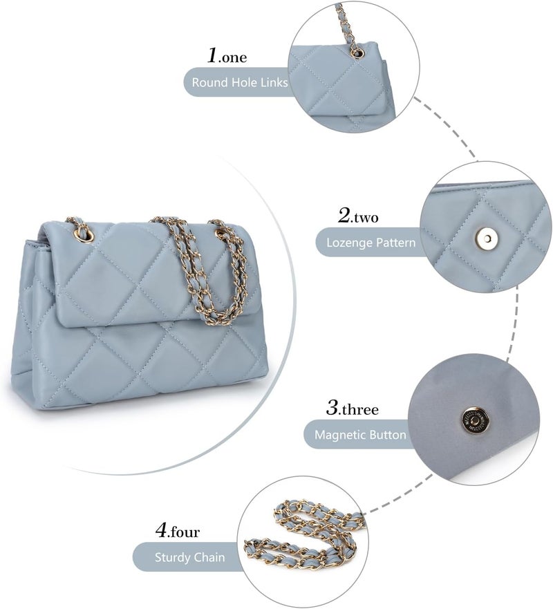 Gladdon Quilted Crossbody Purses for Women Small Ladies Shoulder Bags with Chain Trendy Clutch Purse Cute Designer Bag - Image 4